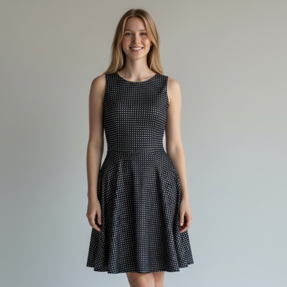 Calvin Klein Black & White Fit and Flare Geometric Dress Women’s 10